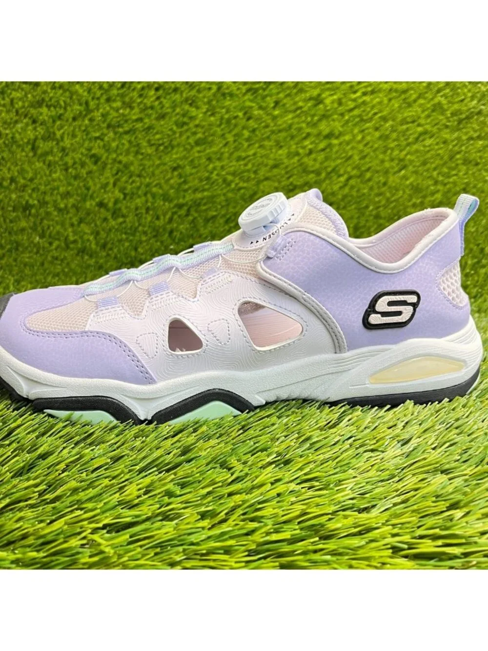 Skechers Twist-Fit Girls Size 6.5Y Purple Black Athletic Slip On Shoes Sneakers